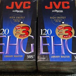 LOT OF 6 VHS BLANK TAPES 2 JVC T-120 SX Gold 1 T-120 EHG NEW SEALED SVHS Misp